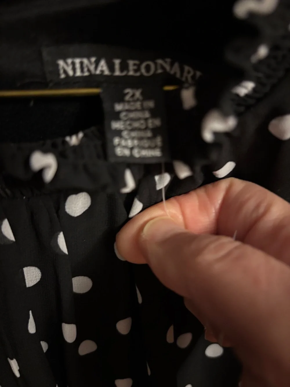 Nina Leonard Black Dress with White Polka Dots - Picture 2 of 2